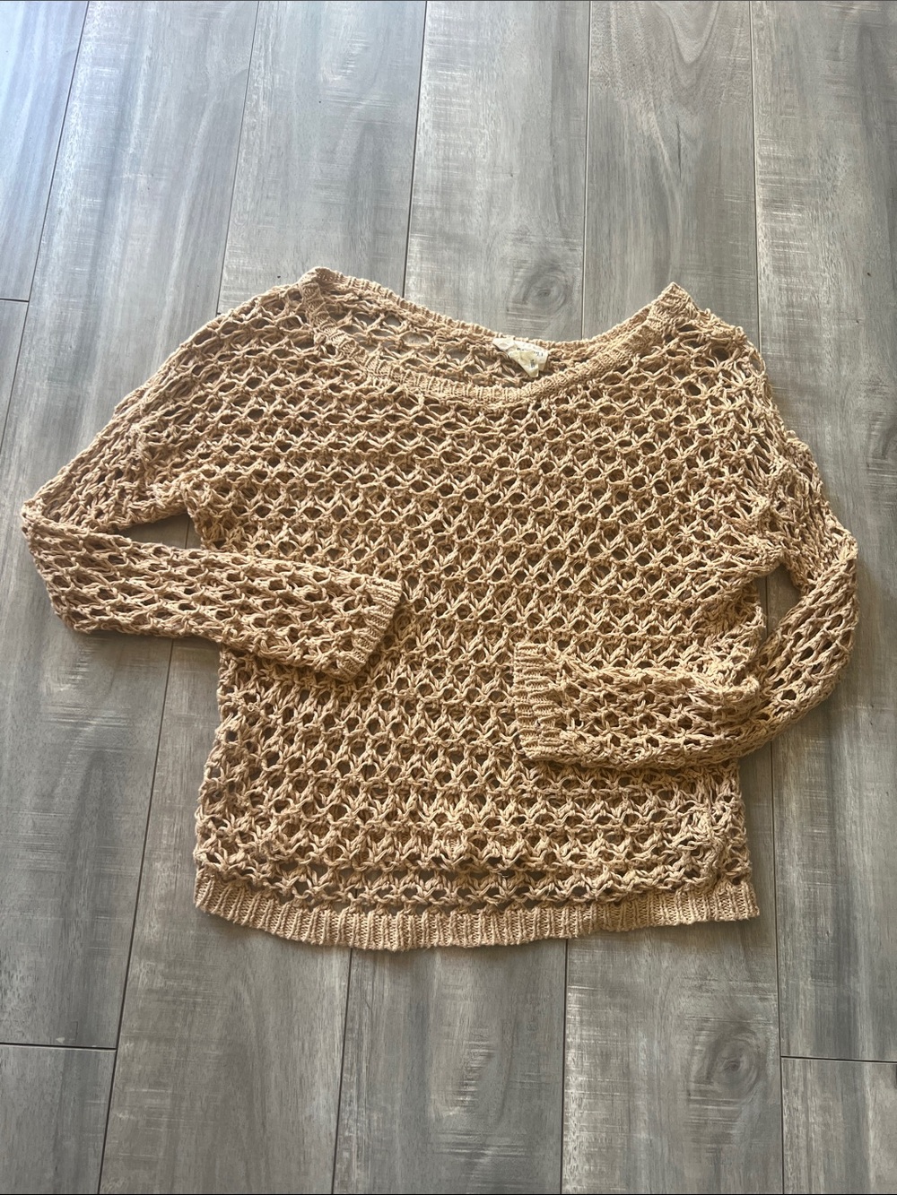 Denim & Supply Ralph Lauren Open-Knit Scoop Neck Sweater in Beige